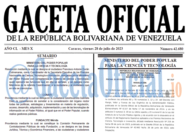 Venezuela Gaceta Oficial 42680 del 28 julio 2023 Gaceta Oficial, Gaceta 42680, Gaceta 42680 HD, Gaceta #42680, Gaceta Oficial Venezuela #42680