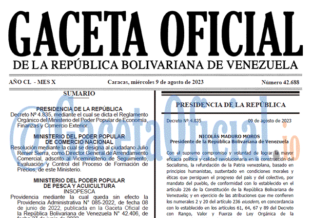 Venezuela Gaceta Oficial 42688 del 09 agosto 2023 Gaceta Oficial, Gaceta 42688, Gaceta 42688 HD, Gaceta #42688, Gaceta Oficial Venezuela #42688