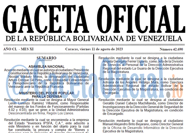 Venezuela Gaceta Oficial 42690 del 11 agosto 2023 Gaceta Oficial, Gaceta 42690, Gaceta 42690 HD, Gaceta #42690, Gaceta Oficial Venezuela #42690