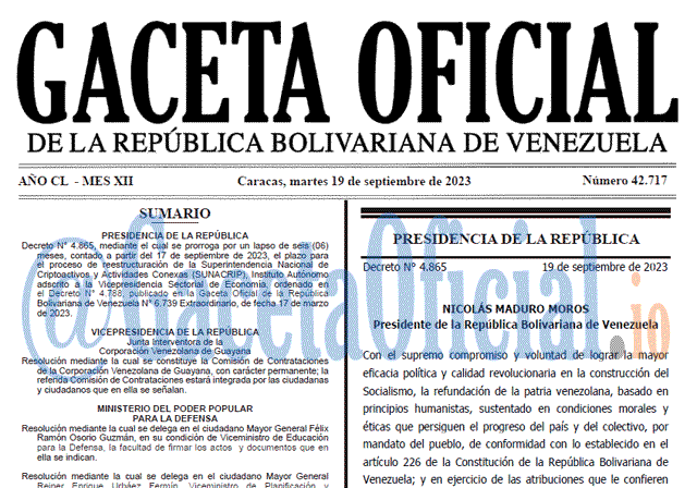 Venezuela Gaceta Oficial 42717 del 19 septiembre 2023 Gaceta Oficial, Gaceta 42717, Gaceta 42717 HD, Gaceta #42717, Gaceta Oficial Venezuela #42717