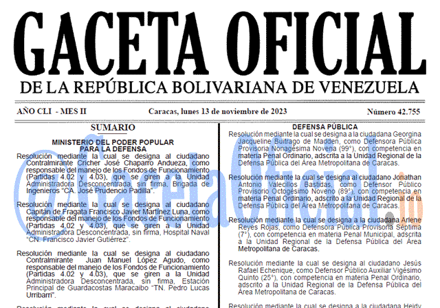 Venezuela Gaceta Oficial 42755 del 13 noviembre 2023 Gaceta Oficial, Gaceta 42755, Gaceta 42755 HD, Gaceta #42755, Gaceta Oficial Venezuela #42755