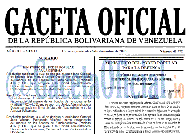 Venezuela Gaceta Oficial 42772 del 6 diciembre 2023 Gaceta Oficial, Gaceta 42772, Gaceta 42772 HD, Gaceta #42772, Gaceta Oficial Venezuela #42772
