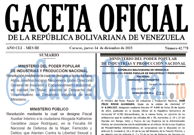 Gaceta Oficial, Gaceta 42778, Gaceta 42778 HD, Gaceta #42778, Gaceta Oficial Venezuela #42778