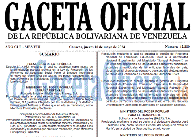 Venezuela Gaceta Oficial 42880 del 16 mayo 2024 Gaceta Oficial, Gaceta 42880, Gaceta 42880 HD, Gaceta #42880, Gaceta Oficial Venezuela #42880