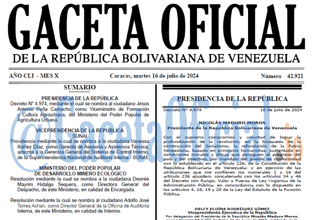 Gaceta Oficial, Gaceta 42921, Gaceta 42921 HD, Gaceta #42921, Gaceta Oficial Venezuela #42921