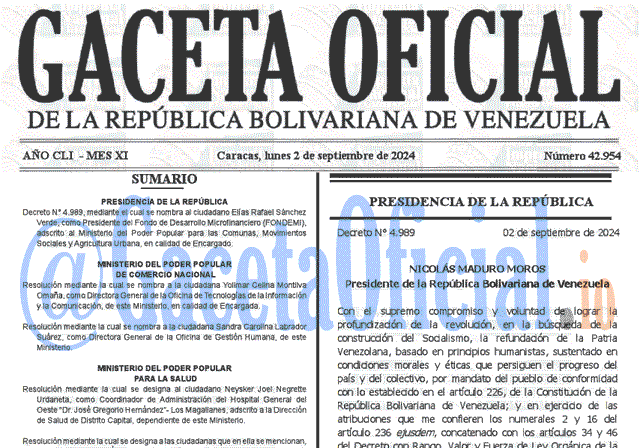 Gaceta Oficial, Gaceta 42954, Gaceta 42954 HD, Gaceta #42954, Gaceta Oficial Venezuela #42954