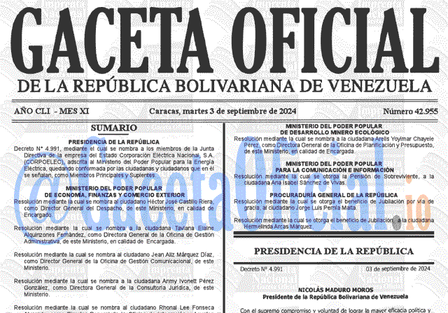 Gaceta Oficial, Gaceta 42955, Gaceta 42955 HD, Gaceta #42955, Gaceta Oficial Venezuela #42955
