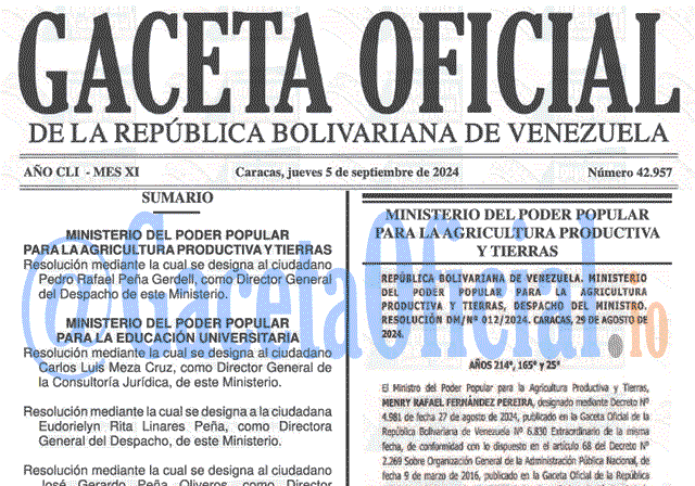 Gaceta Oficial, Gaceta 42957, Gaceta 42957 HD, Gaceta #42957, Gaceta Oficial Venezuela #42957