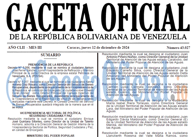 Gaceta Oficial, Gaceta 43027, Gaceta 43027 HD, Gaceta #43027, Gaceta Oficial Venezuela #43027