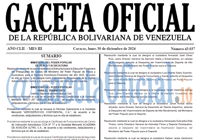 Gaceta Oficial, Gaceta 43037, Gaceta 43037 HD, Gaceta #43037, Gaceta Oficial Venezuela #43037