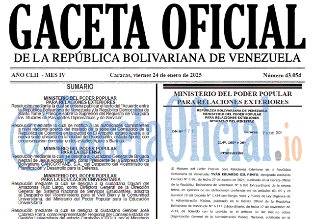 Gaceta Oficial, Gaceta 43054, Gaceta 43054 HD, Gaceta #43054, Gaceta Oficial Venezuela #43054
