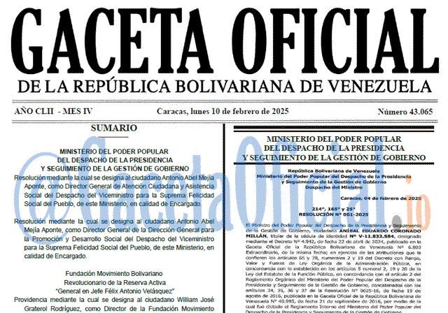 Gaceta Oficial, Gaceta 43065, Gaceta 43065 HD, Gaceta #43065, Gaceta Oficial Venezuela #43065