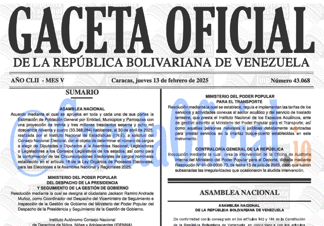 Gaceta Oficial, Gaceta 43068, Gaceta 43068 HD, Gaceta #43068, Gaceta Oficial Venezuela #43068