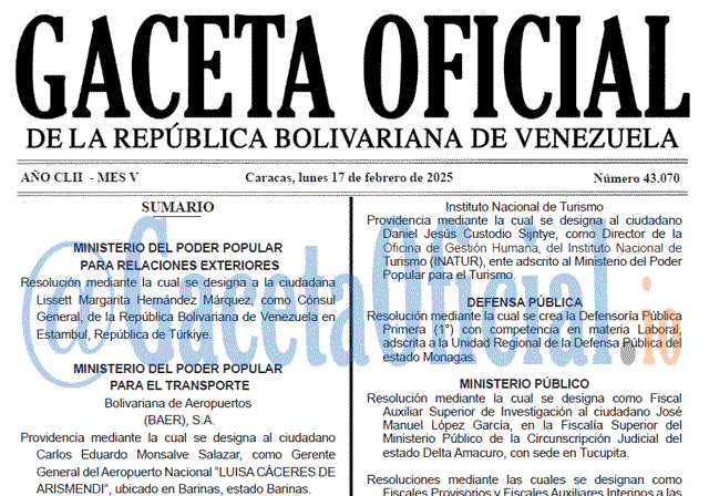 Gaceta Oficial, Gaceta 43070, Gaceta 43070 HD, Gaceta #43070, Gaceta Oficial Venezuela #43070