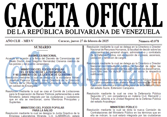 Gaceta Oficial, Gaceta 43078, Gaceta 43078 HD, Gaceta #43078, Gaceta Oficial Venezuela #43078