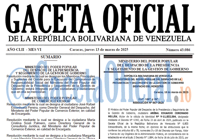 Venezuela Gaceta Oficial 43086 del 13 marzo 2025 Gaceta Oficial, Gaceta 43086, Gaceta 43086 HD, Gaceta #43086, Gaceta Oficial Venezuela #43086