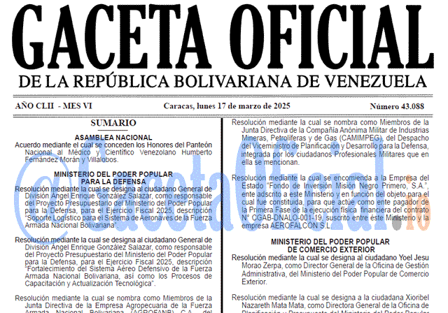 Venezuela Gaceta Oficial 43088 del 17 marzo 2025 Gaceta Oficial, Gaceta 43088, Gaceta 43088 HD, Gaceta #43088, Gaceta Oficial Venezuela #43088