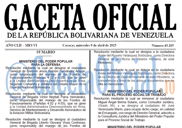 Gaceta Oficial, Gaceta 43105, Gaceta 43105 HD, Gaceta #43105, Gaceta Oficial Venezuela #43105