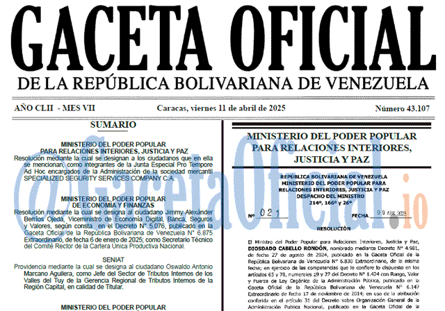Venezuela Gaceta Oficial 43107 del 11 abril 2025 Gaceta Oficial, Gaceta 43107, Gaceta 43107 HD, Gaceta #43107, Gaceta Oficial Venezuela #43107
