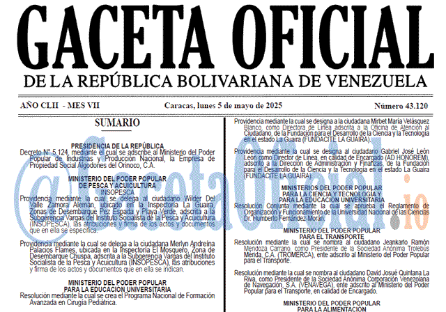 Gaceta Oficial, Gaceta 43120, Gaceta 43120 HD, Gaceta #43120, Gaceta Oficial Venezuela #43120