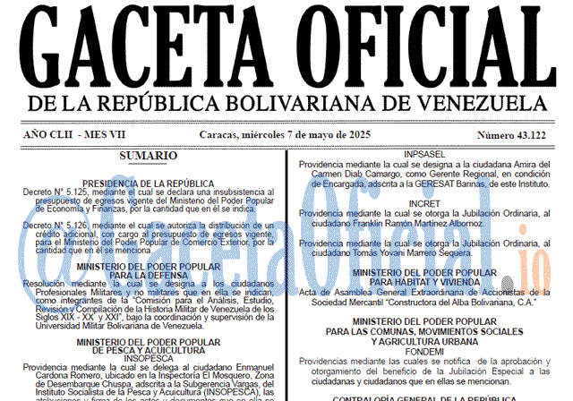 Gaceta Oficial, Gaceta 43122, Gaceta 43122 HD, Gaceta #43122, Gaceta Oficial Venezuela #43122