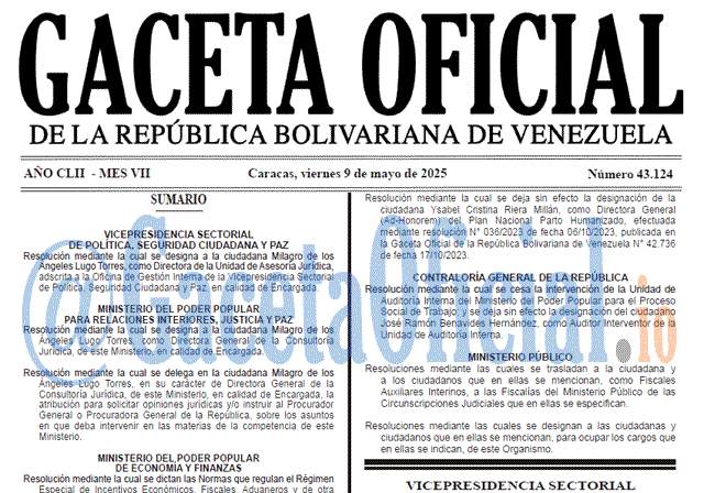 Gaceta Oficial, Gaceta 43124, Gaceta 43124 HD, Gaceta #43124, Gaceta Oficial Venezuela #43124