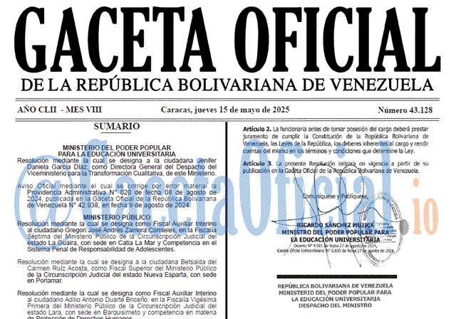 Venezuela Gaceta Oficial 43128 del 15 mayo 2025 Gaceta Oficial, Gaceta 43128, Gaceta 43128 HD, Gaceta #43128, Gaceta Oficial Venezuela #43128