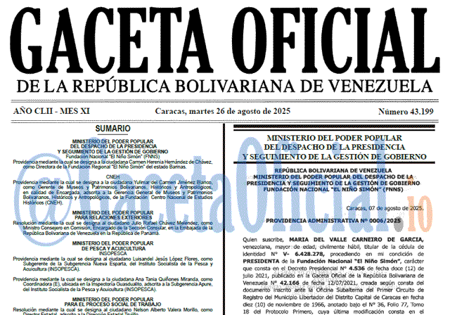 Gaceta Oficial, Gaceta 43199, Gaceta 43199 HD, Gaceta #43199, Gaceta Oficial Venezuela #43199