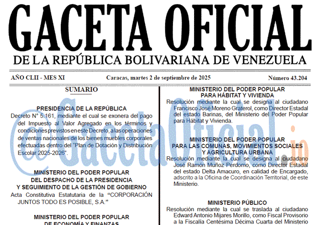 Venezuela Gaceta Oficial 43204 del 2 septiembre 2025 Gaceta Oficial, Gaceta 43204, Gaceta 43204 HD, Gaceta #43204, Gaceta Oficial Venezuela #43204
