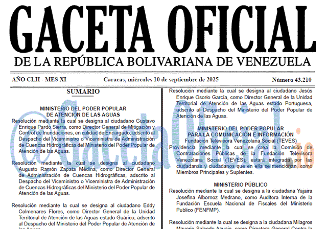 Venezuela Gaceta Oficial 43210 del 10 septiembre 2025 Gaceta Oficial, Gaceta 43210, Gaceta 43210 HD, Gaceta #43210, Gaceta Oficial Venezuela #43210