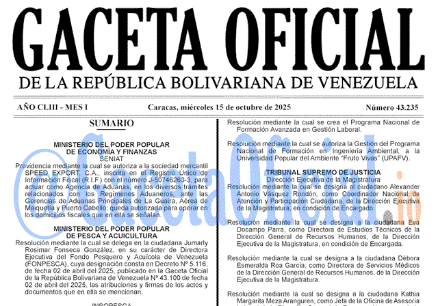 Gaceta Oficial, Gaceta 43235, Gaceta 43235 HD, Gaceta #43235, Gaceta Oficial Venezuela #43235