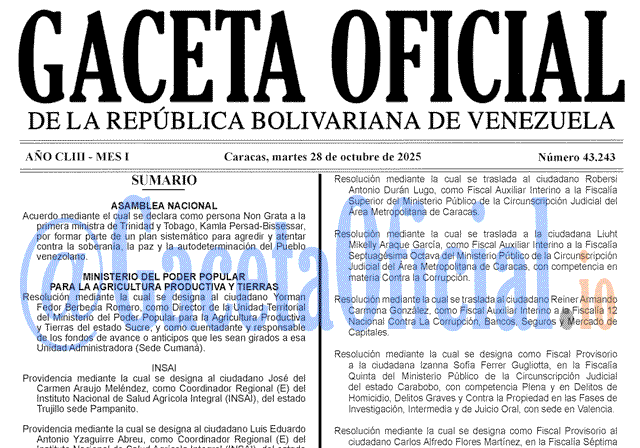 Gaceta Oficial, Gaceta 43243, Gaceta 43243 HD, Gaceta #43243, Gaceta Oficial Venezuela #43243