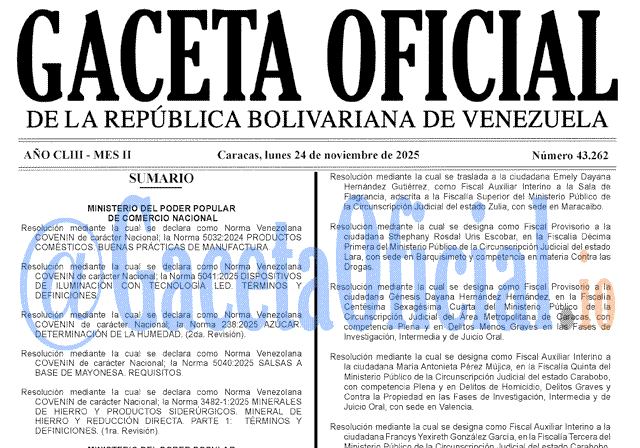 Gaceta Oficial, Gaceta 43262, Gaceta 43262 HD, Gaceta #43262, Gaceta Oficial Venezuela #43262