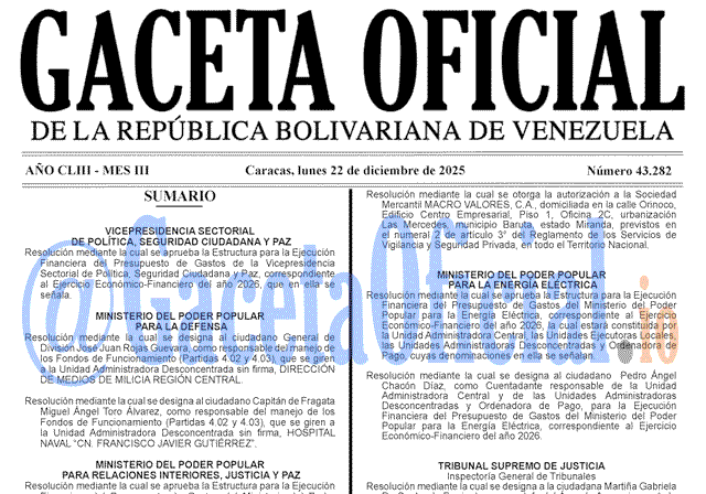 Gaceta Oficial, Gaceta 43282, Gaceta 43282 HD, Gaceta #43282, Gaceta Oficial Venezuela #43282