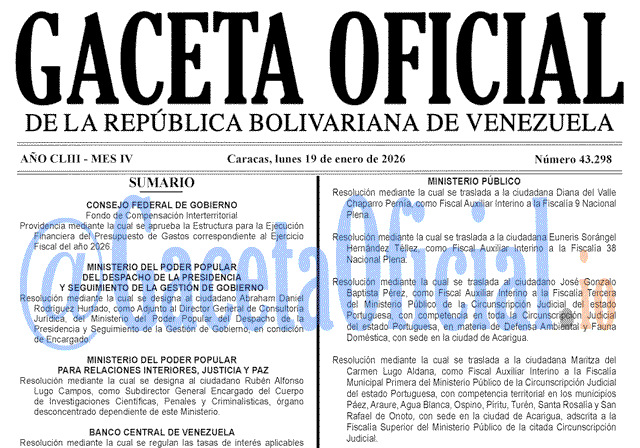 Gaceta Oficial, Gaceta 43298, Gaceta 43298 HD, Gaceta #43298, Gaceta Oficial Venezuela #43298