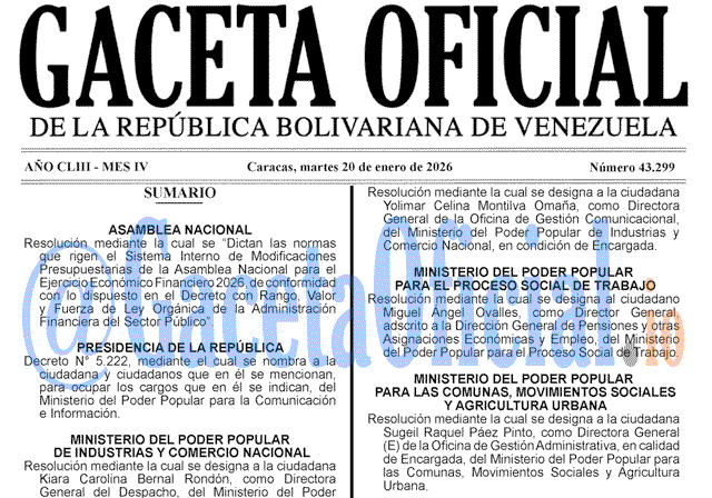 Gaceta Oficial, Gaceta 43299, Gaceta 43299 HD, Gaceta #43299, Gaceta Oficial Venezuela #43299