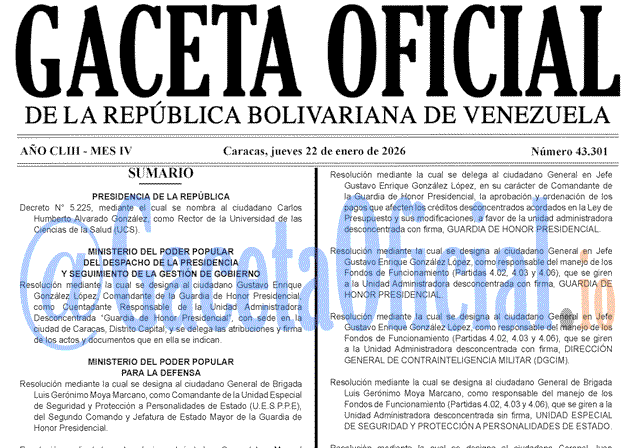 Gaceta Oficial, Gaceta 43301, Gaceta 43301 HD, Gaceta #43301, Gaceta Oficial Venezuela #43301