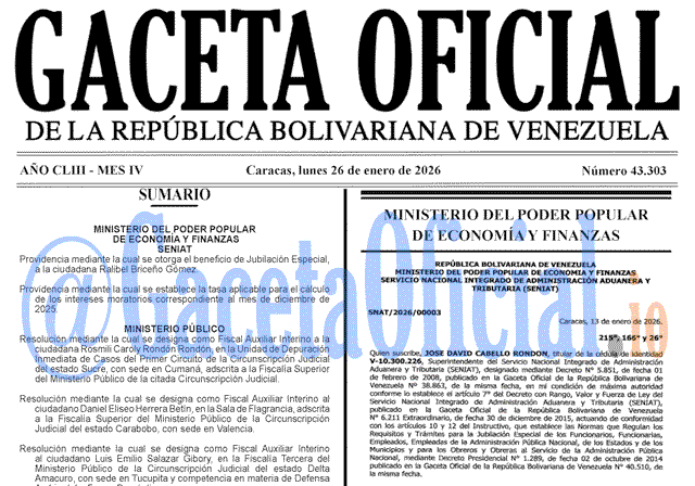 Gaceta Oficial, Gaceta 43303, Gaceta 43303 HD, Gaceta #43303, Gaceta Oficial Venezuela #43303