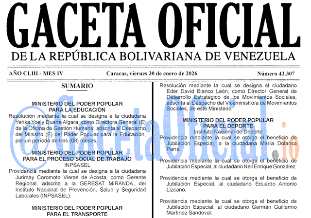 Gaceta Oficial, Gaceta 43307, Gaceta 43307 HD, Gaceta #43307, Gaceta Oficial Venezuela #43307