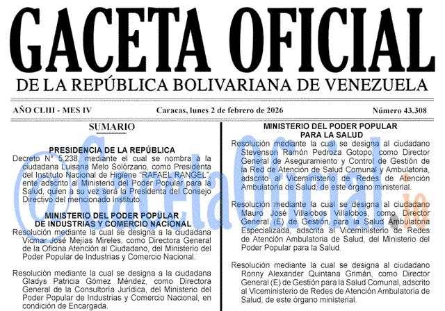 Gaceta Oficial, Gaceta 43308, Gaceta 43308 HD, Gaceta #43308, Gaceta Oficial Venezuela #43308