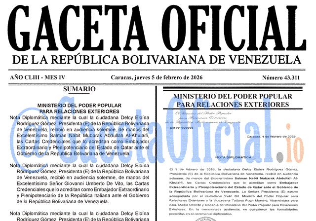 Gaceta Oficial, Gaceta 43311, Gaceta 43311 HD, Gaceta #43311, Gaceta Oficial Venezuela #43311