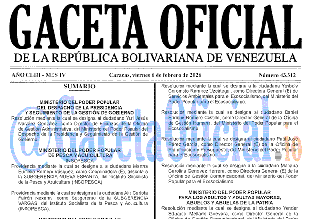 Gaceta Oficial, Gaceta 43312, Gaceta 43312 HD, Gaceta #43312, Gaceta Oficial Venezuela #43312