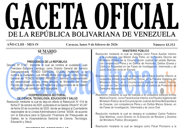 Gaceta Oficial, Gaceta 43313, Gaceta 43313 HD, Gaceta #43313, Gaceta Oficial Venezuela #43313