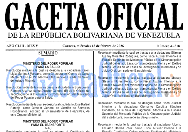 Gaceta Oficial, Gaceta 43318, Gaceta 43318 HD, Gaceta #43318, Gaceta Oficial Venezuela #43318
