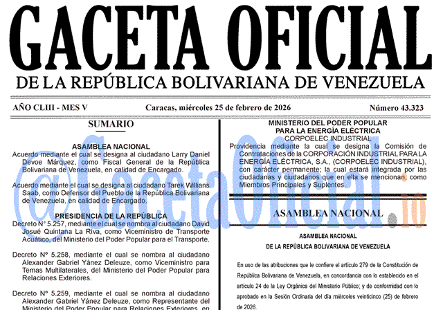 Gaceta Oficial, Gaceta 43323, Gaceta 43323 HD, Gaceta #43323, Gaceta Oficial Venezuela #43323