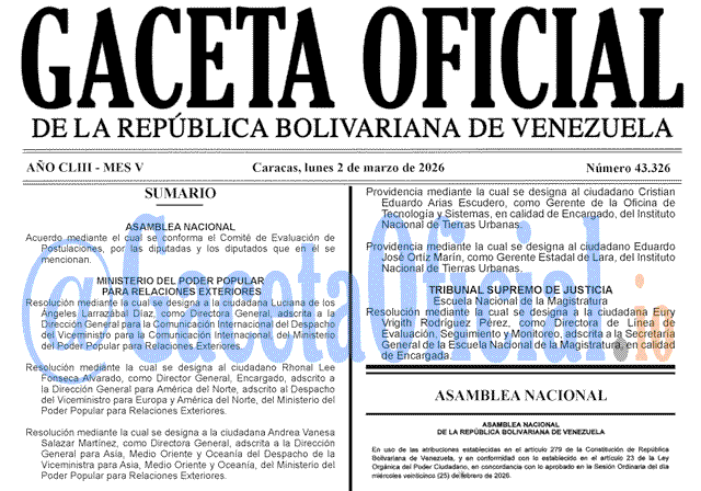 Gaceta Oficial, Gaceta 43326, Gaceta 43326 HD, Gaceta #43326, Gaceta Oficial Venezuela #43326