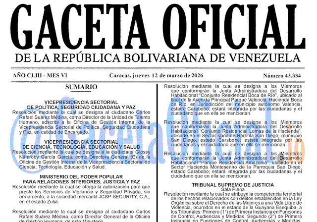 Gaceta Oficial, Gaceta 43334, Gaceta 43334 HD, Gaceta #43334, Gaceta Oficial Venezuela #43334