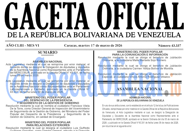 Gaceta Oficial, Gaceta 43337, Gaceta 43337 HD, Gaceta #43337, Gaceta Oficial Venezuela #43337