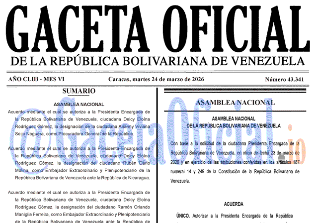 Venezuela Gaceta Oficial 43341 del 24 marzo 2026 Gaceta Oficial, Gaceta 43341, Gaceta 43341 HD, Gaceta #43341, Gaceta Oficial Venezuela #43341
