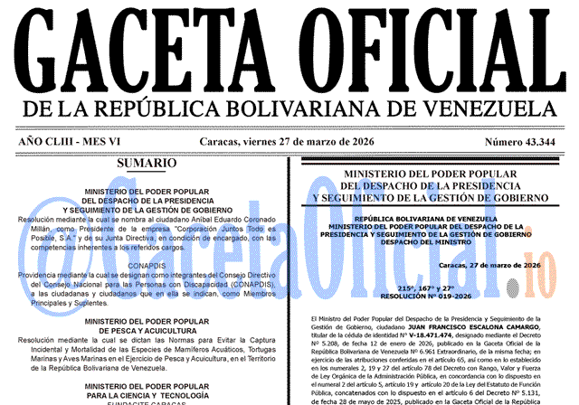 Gaceta Oficial, Gaceta 43344, Gaceta 43344 HD, Gaceta #43344, Gaceta Oficial Venezuela #43344